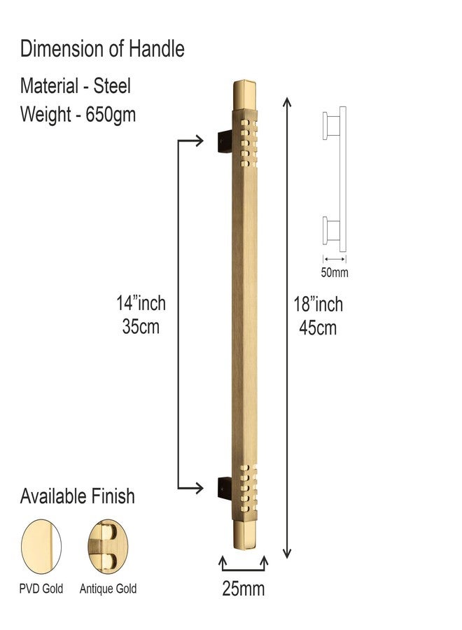 كومباس مقبض باب رئيسي من كومباس | مقابض أبواب للباب الرئيسي | مقابض سحب لجميع أبواب المنزل | المكتب | الفنادق، تشطيب عتيق (PH-901، 18 بوصة) - Image 2